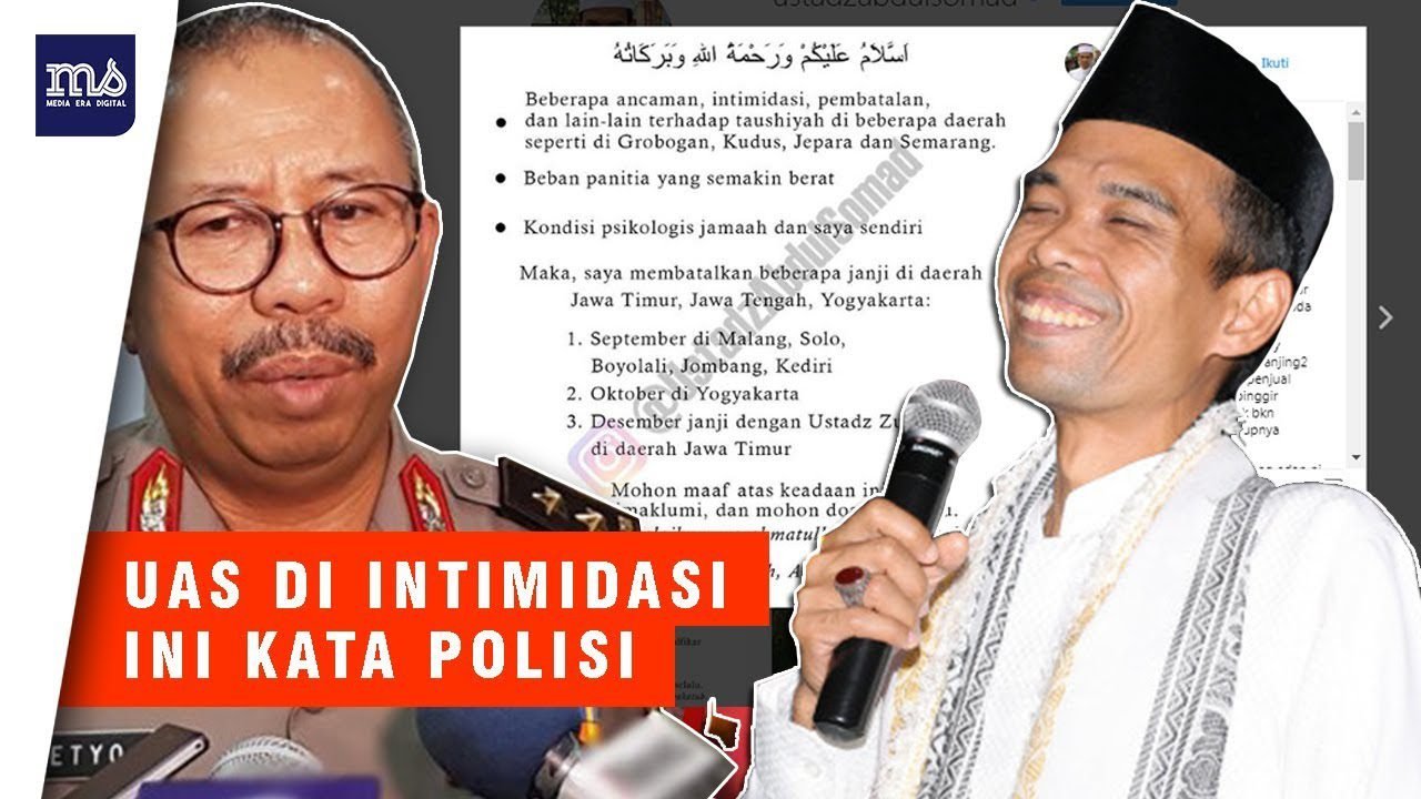 Batal Ceramah UAS Dapat Ancaman dan Intimidasi