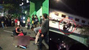 Video Detik-detik Kereta Tabrak Penonton Drama Surabaya Membara