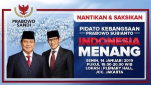 Live Pidato Kebangsaan Prabowo Subianto Indonesia Menang
