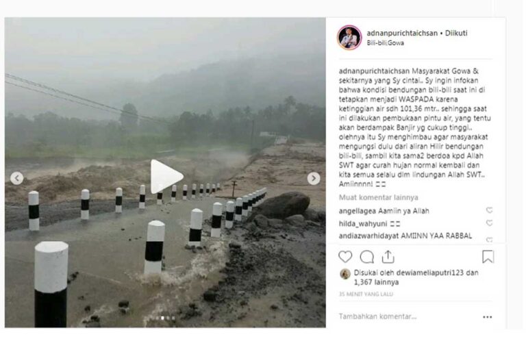 Ketinggian Air 101 Meter, Bupati Gowa : Bendungan Bili-bili Berstatus Waspada 9 bendungan bili bili