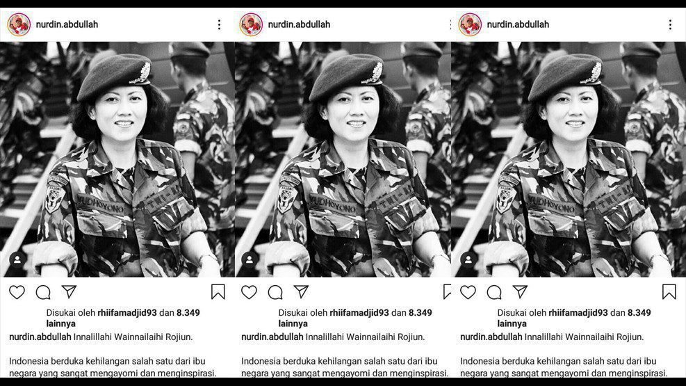 Sampaikan Belasungkawa, Nurdin Abdullah Posting Foto Ani Yudhoyono Berpakaian TNI