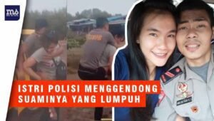 Mengharukan, Perjuangan Istri Polisi Gendong Suaminya yang Lumpuh