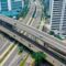 Suasana jalan di Jembatan Semanggi cukup lengang di tengah perebakan wabah Covid 19 di Jakarta