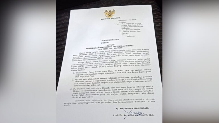 Pj Wali Kota Makassar Tegaskan Tak Ada Open House Pasca Idul Fitri 5 Pj Wali Kota Makassar Tegaskan Tak Ada Open House Pasca Idul Fitri