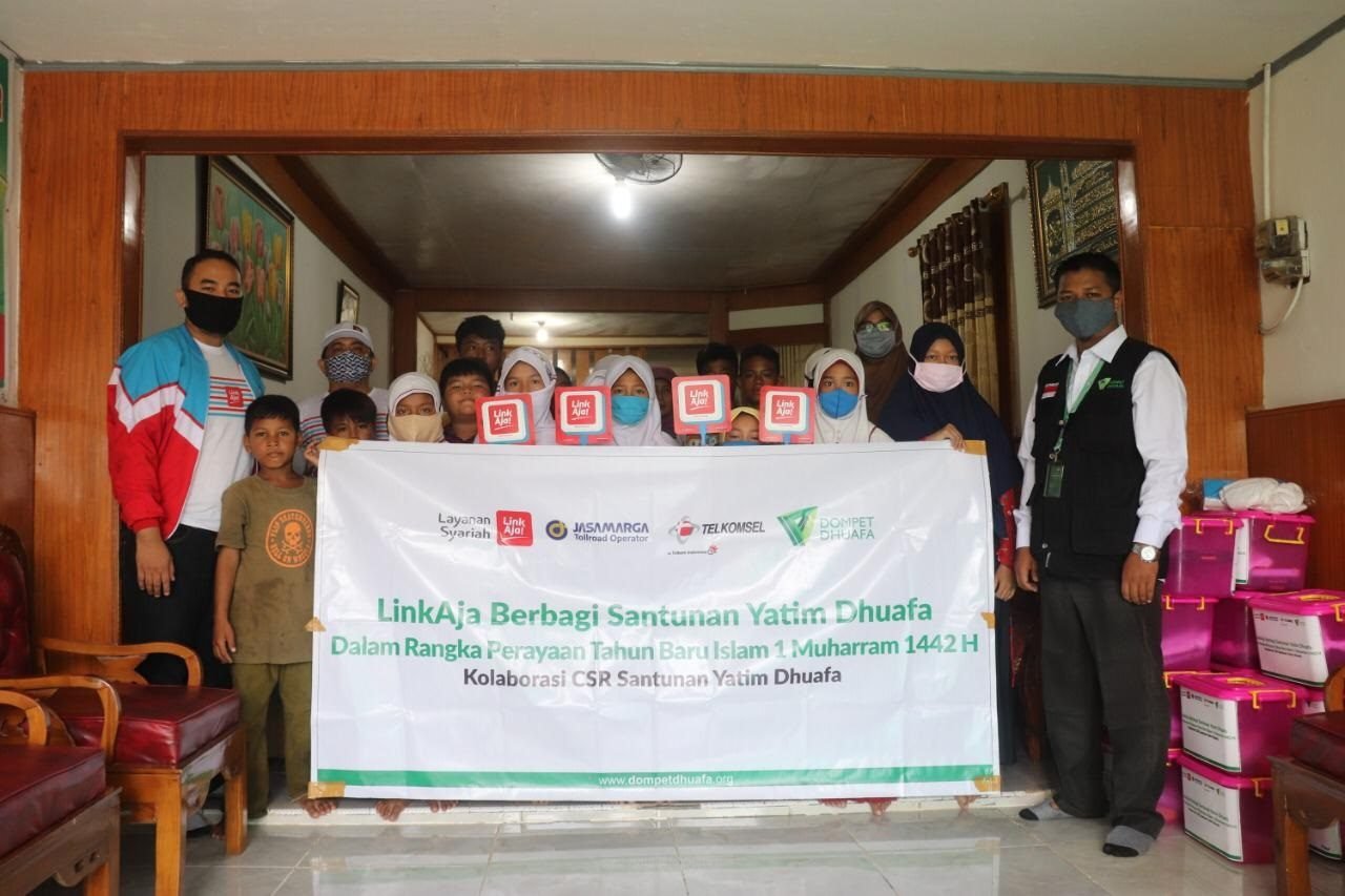 Sinergi LinkAja-Telkomsel-Jasa Marga, Bantu Ratusan Yatim di Indonesia melalui Dompet Dhuafa