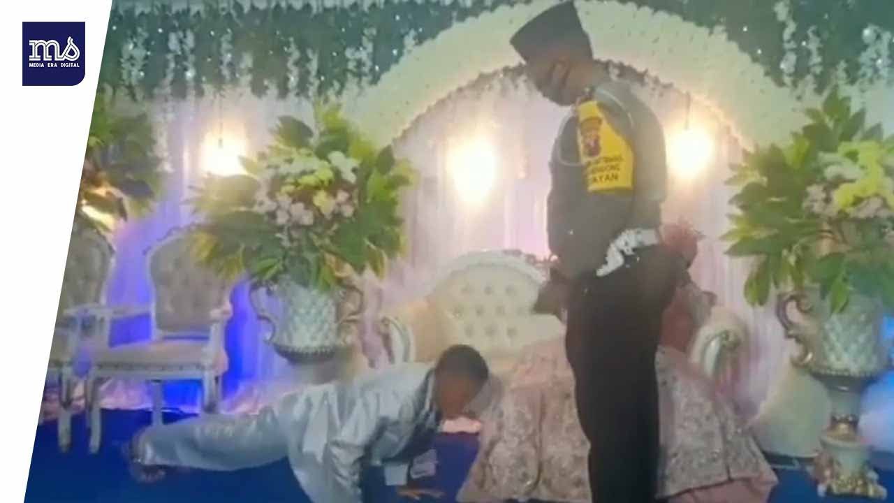 Tak Pakai Masker, Pengantin Pria Dihukum Push Up di Diatas Pelaminan