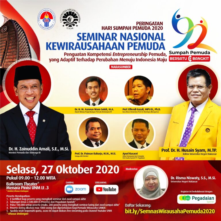 Gandeng Kemenpora, Rektor UNM akan Gelar Seminar Nasional Kewirausahaan Pemuda 6 Gandeng Kemenpora, Rektor UNM akan Gelar Seminar Nasional Kewirausahaan Pemuda