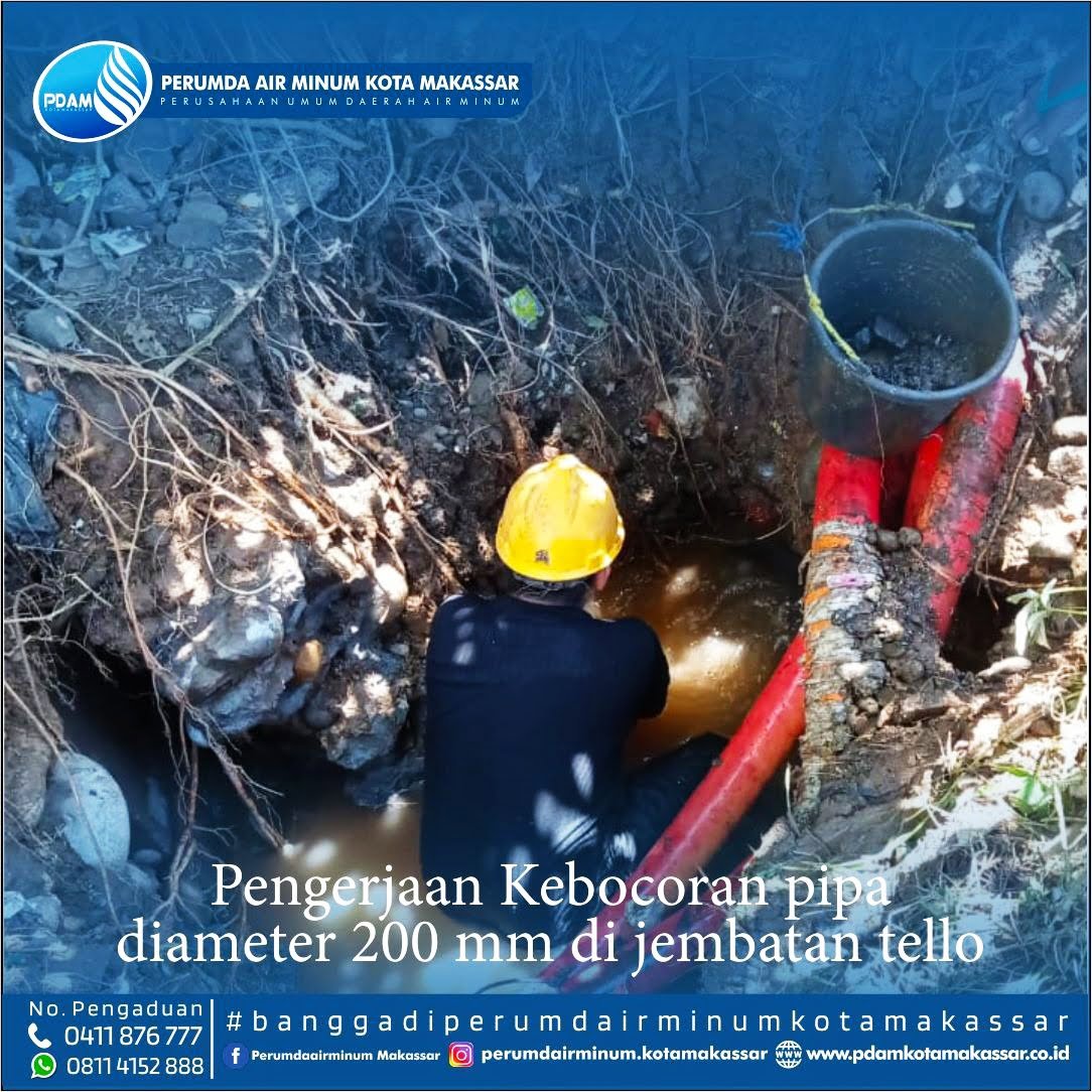 PDAM Makassar Umumkan Pekerjaan Darurat Kebocoran Pipa, Ini Jalan yang Terdampak