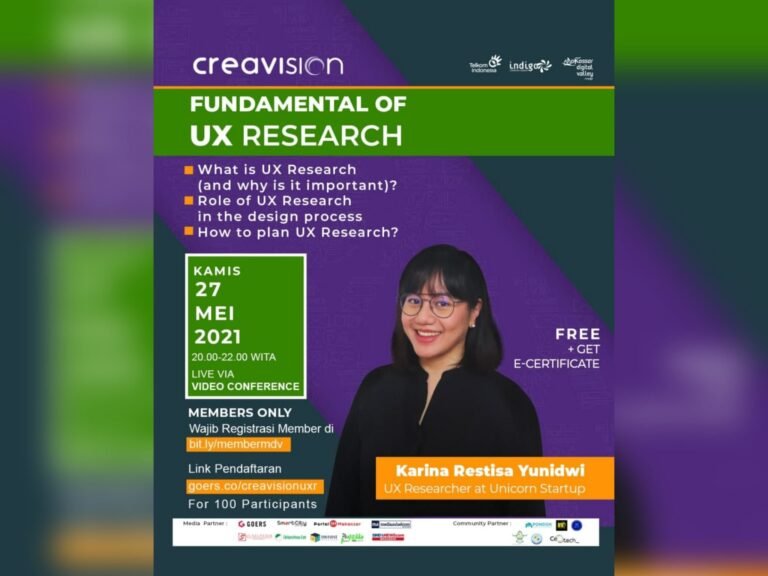 Makassar Digital Valley Akan Gelar Online Class Creavision tentang UX Research