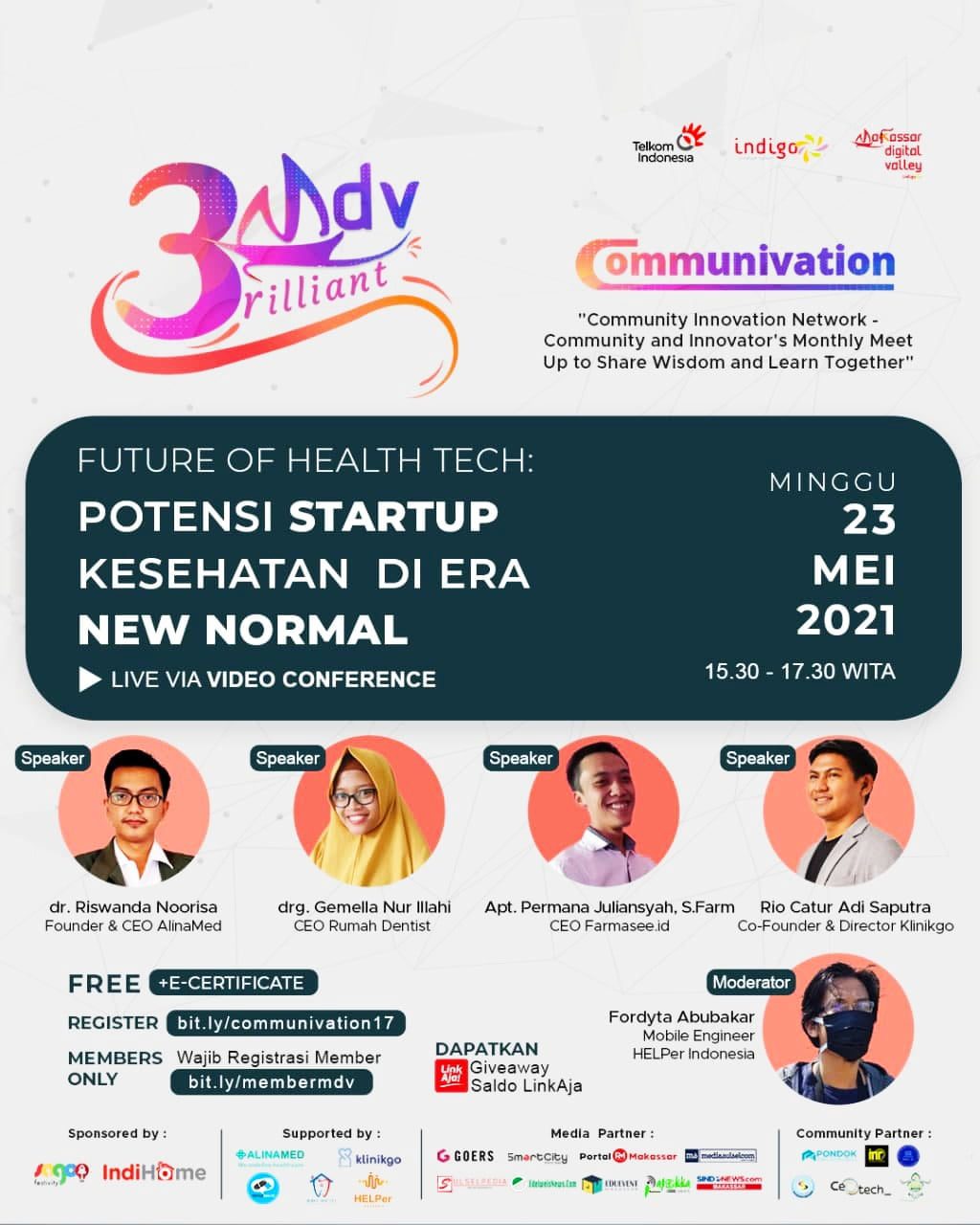 MDV Akan Gelar Video Conference Future of Health Tech: Potensi Startup Kesehatan di Era New Normal