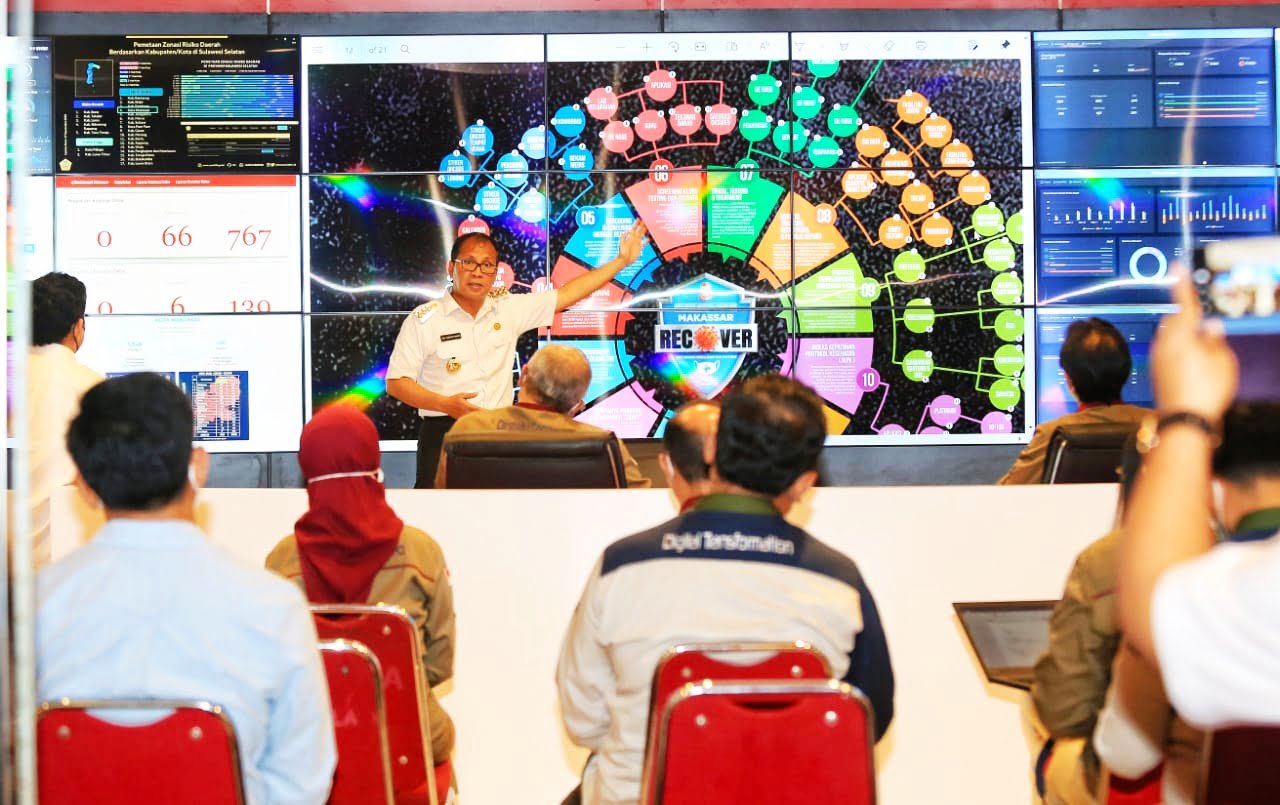 Kagumi Konsep Smart City Makassar, Bank Indonesia Kunjungi War Room Balaikota