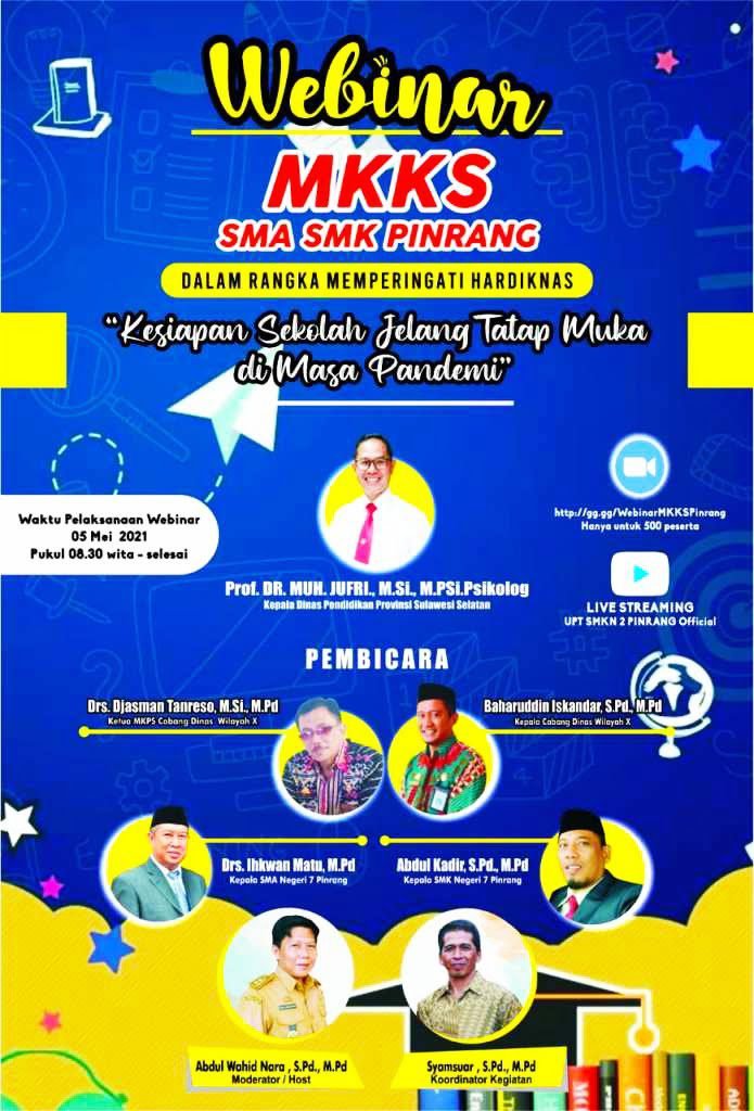 Prof Jufri Didaulat sebagai Keynote Speaker di Webinar Persiapan PTM, MKKS SMA/SMK Pinrang