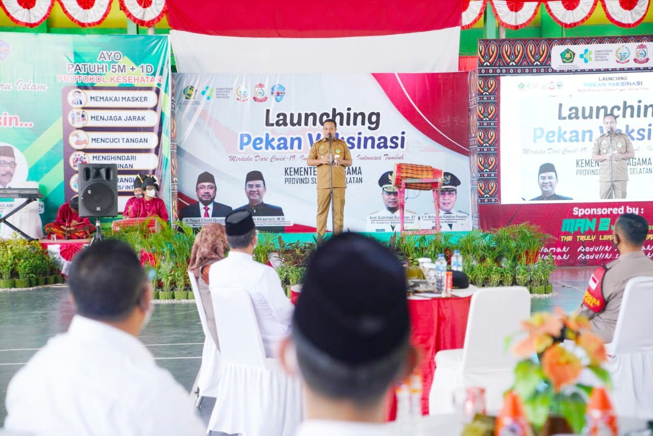 Pekan Vaksinasi Kanwil Kemenag Sulsel, Plt Gubernur Sampaikan Rencana Launching Mobile Vaksinator
