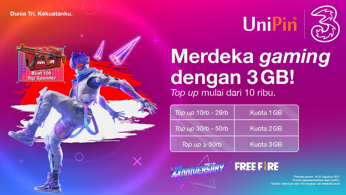 3 Indonesia Berikan Semangat Kemerdekaan Lewat Ragam Promo Menarik 4 Promo Unipin