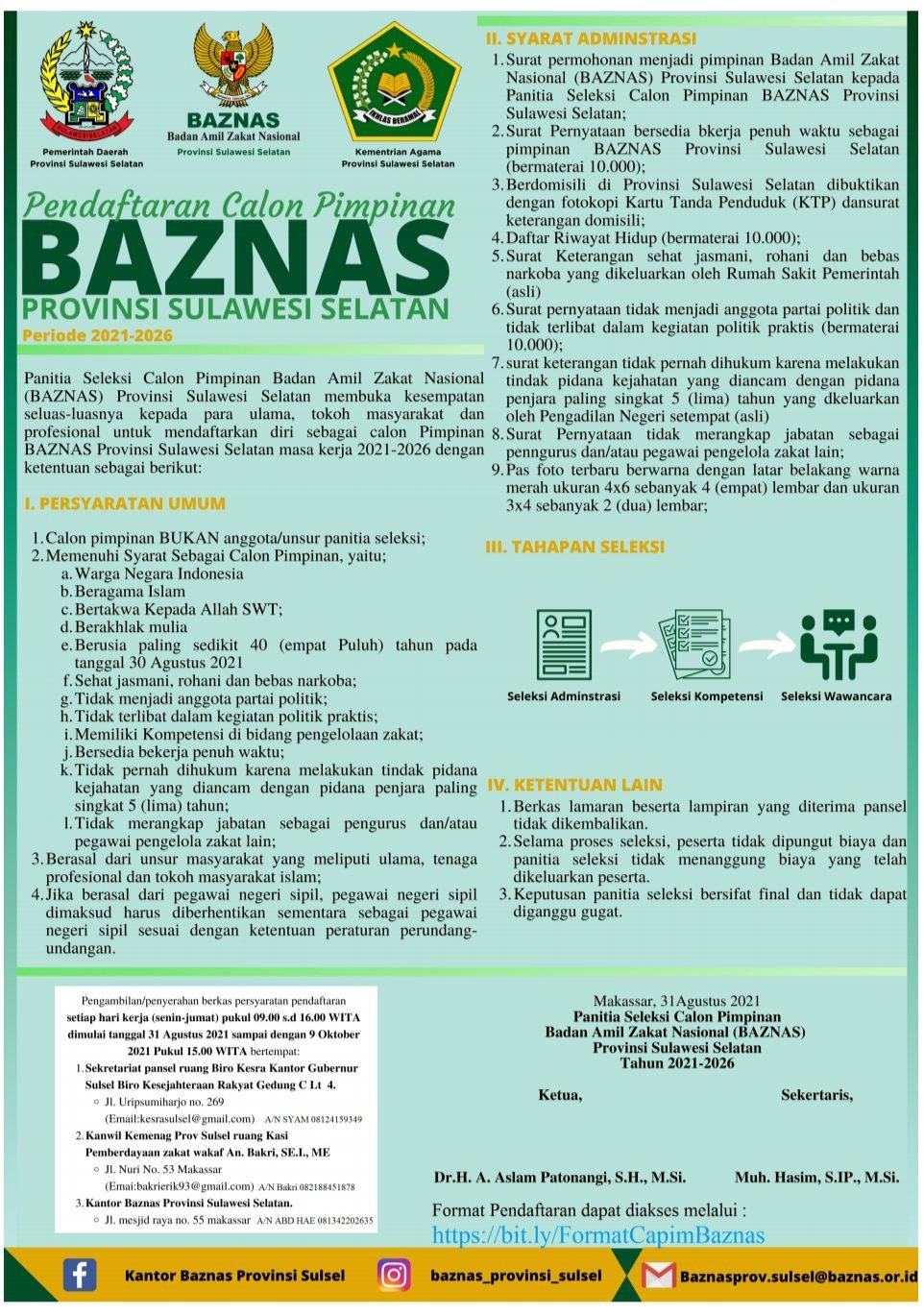 Pemprov Buka Pendaftaran Calon Pimpinan BAZNAS Sulsel