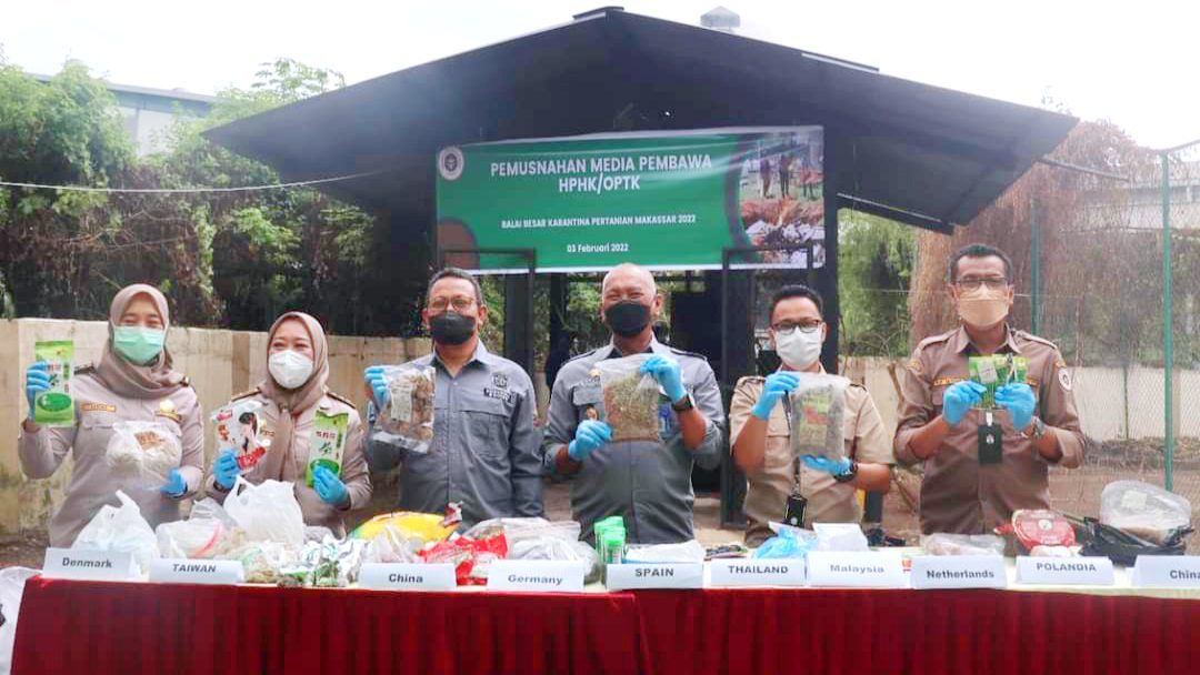 BBKP Makassar Musnahkan 17 Item Media Pembawa OPTK dan HPHK