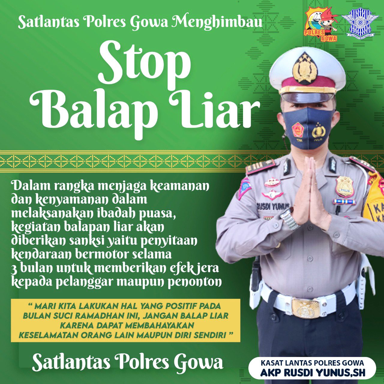 Kasatlantas Polres Gowa Tegaskan Akan Sita Kendaraan Pelaku Balap Liar 2 Kasatlantas Polres Gowa Tegaskan Akan Sita Kendaraan Pelaku Balap Liar