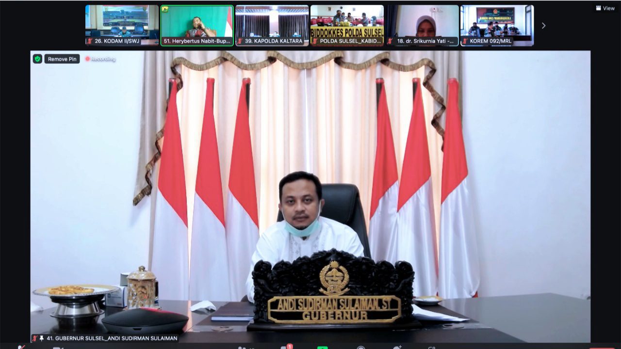 Ikuti Rakor Evaluasi PPKM Luar Jawa-Bali, Gubernur: Kondisi Covid-19 Sulsel Sudah Melandai