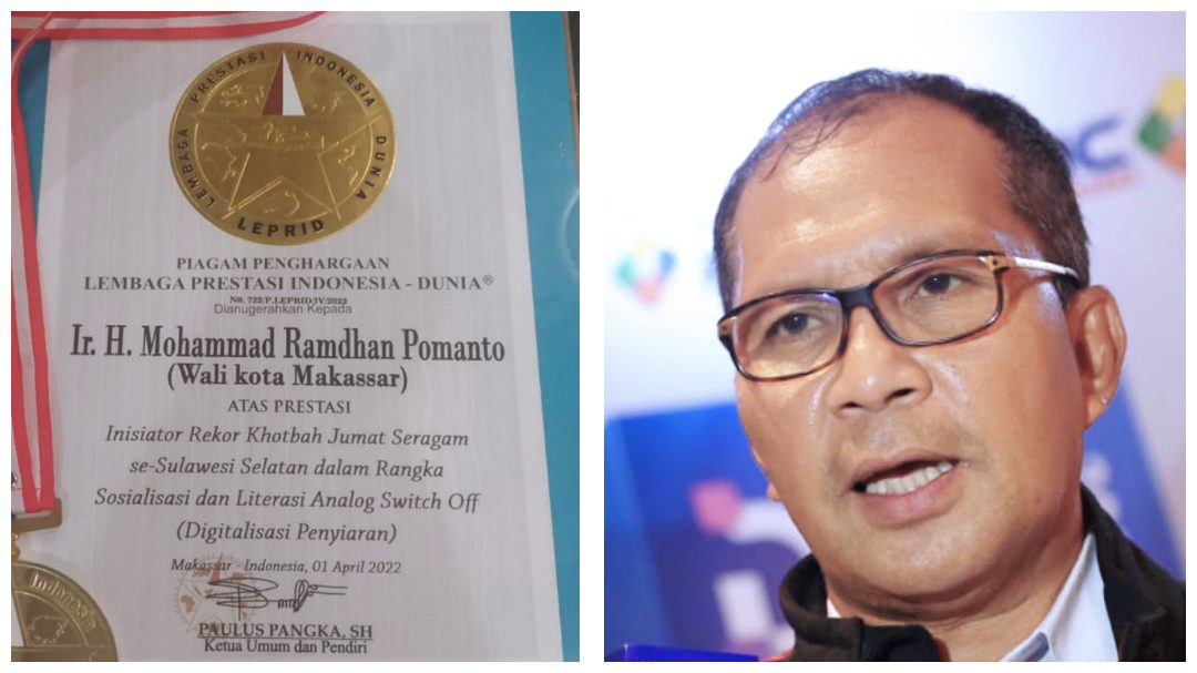 Danny Raih Penghargaan dari KPID, Sebagai Inisiator Rekor Khotbah Jumat Seragam Tingkat Sulsel