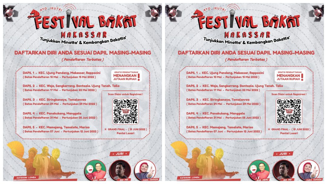Tingkatkan Kreativitas dan Minat Milenial, Dispar Makassar Gelar Festival Bakat