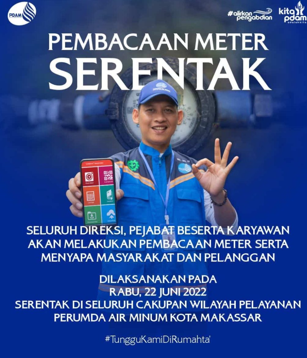 Besok Seluruh Direksi, Pejabat & Pegawai PDAM Makassar Serentak Baca Meter Pelanggan