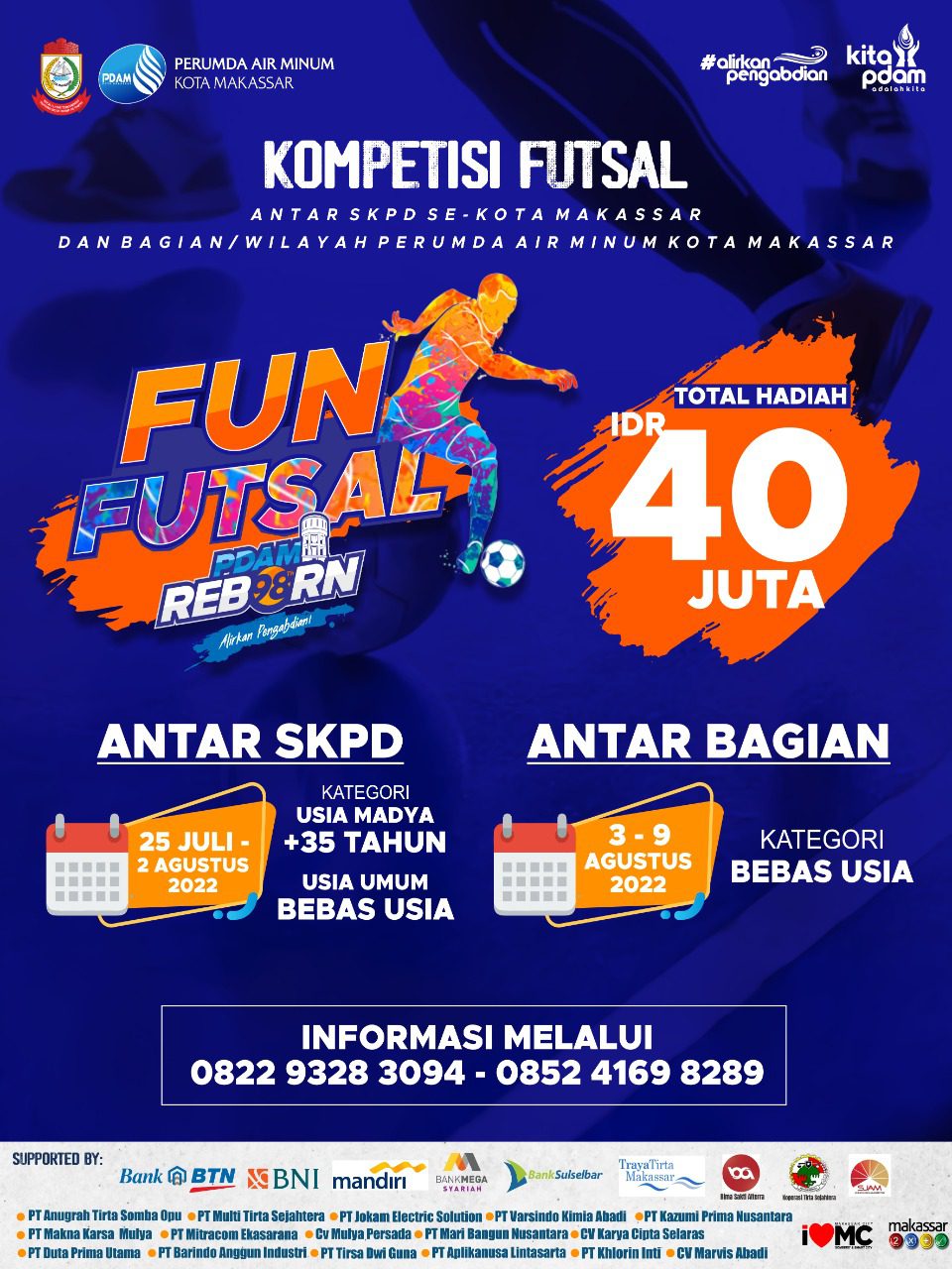 Catat Jadwalnya, PDAM Makassar Gelar Kompetisi Futsal antar SKPD Berhadiah Rp40 Juta