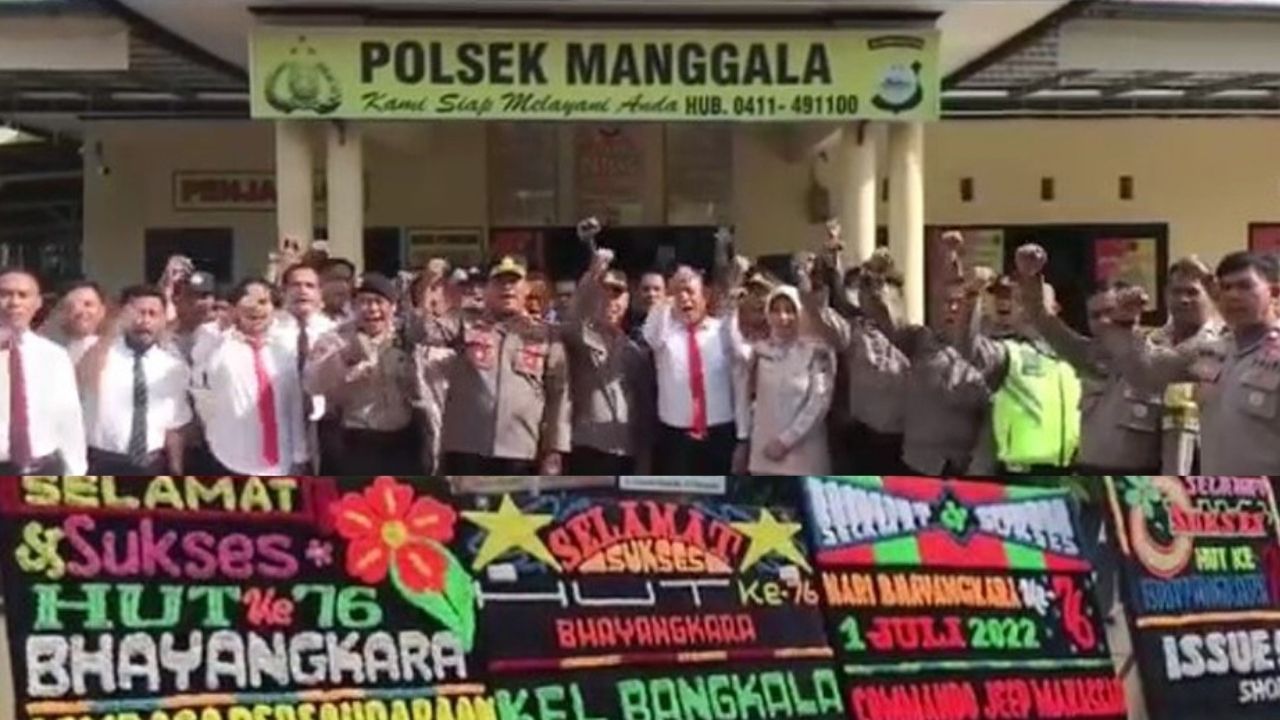Mapolsek Manggala Dibanjiri Karangan Bunga di HUT Bhayangkara ke-76