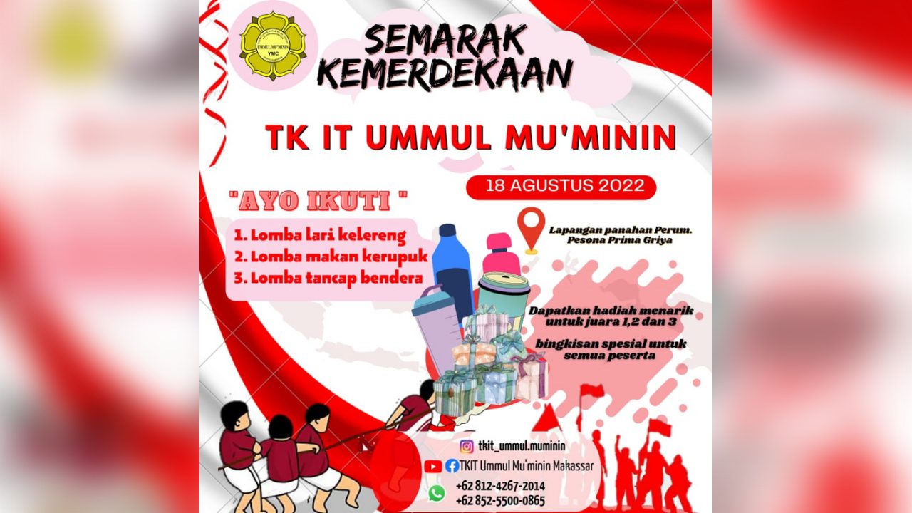 Meriahkan HUT ke-77 RI, TK IT Ummul Mu'minim Makassar Gelar Berbagai Lomba