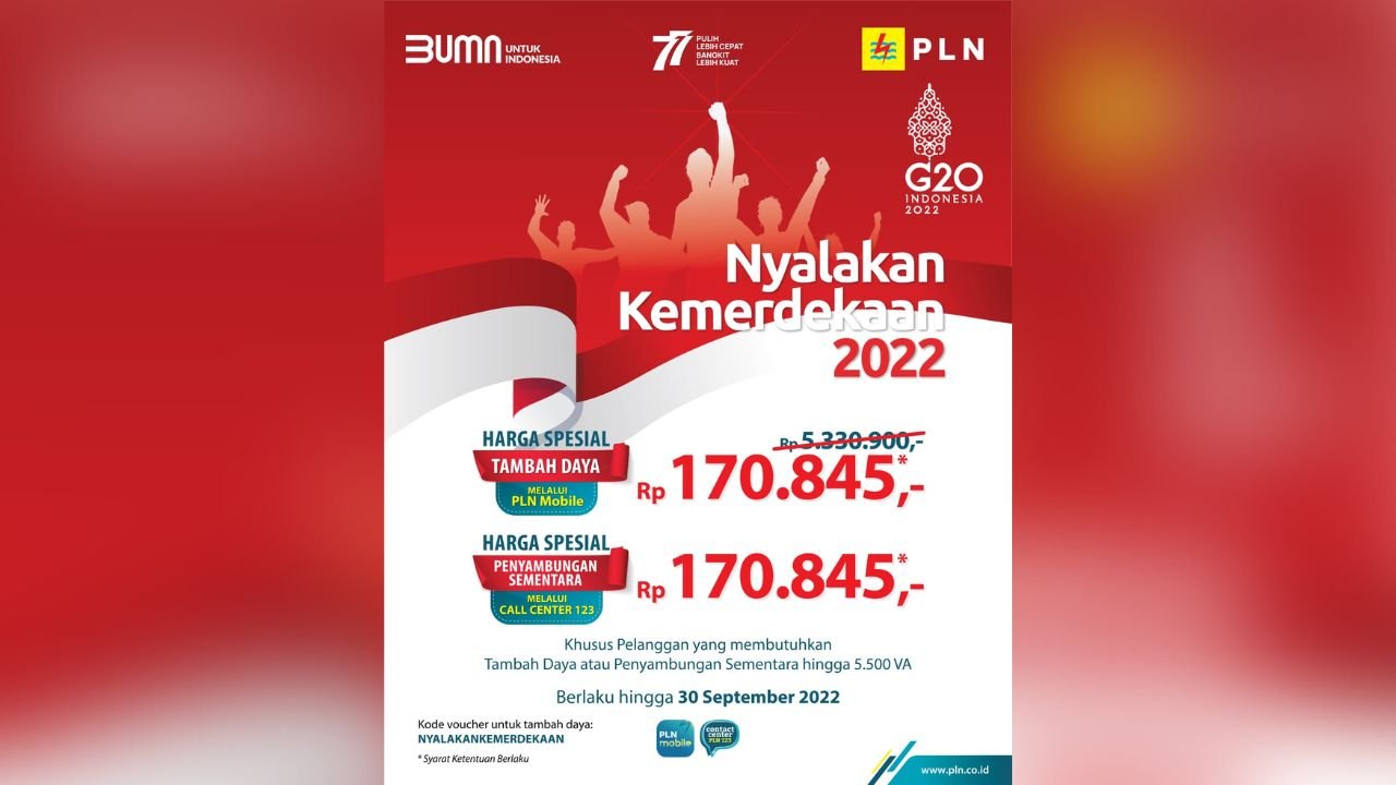 Promo Nyalakan Kemerdekaan, PLN Beri Diskon Tambah Daya Hanya Rp170.845