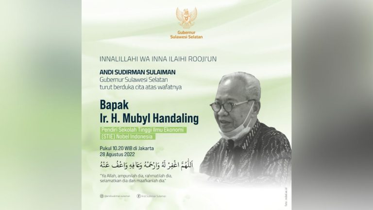 Tokoh Pendidikan Mubyl Handaling Berpulang, Gubernur Sulsel Sampaikan Duka Cita