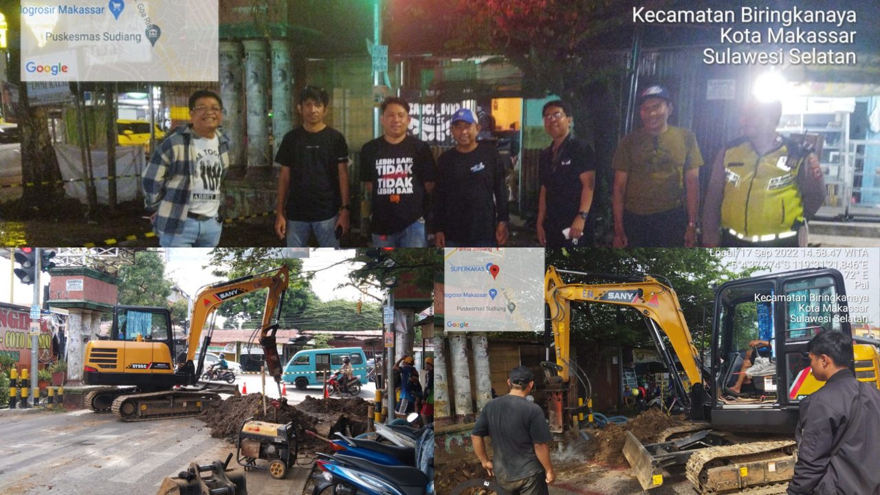 Dirut PDAM Makassar Sidak Pengerjaan Pipa Utama Bocor ditengah Jalan Goa Ria