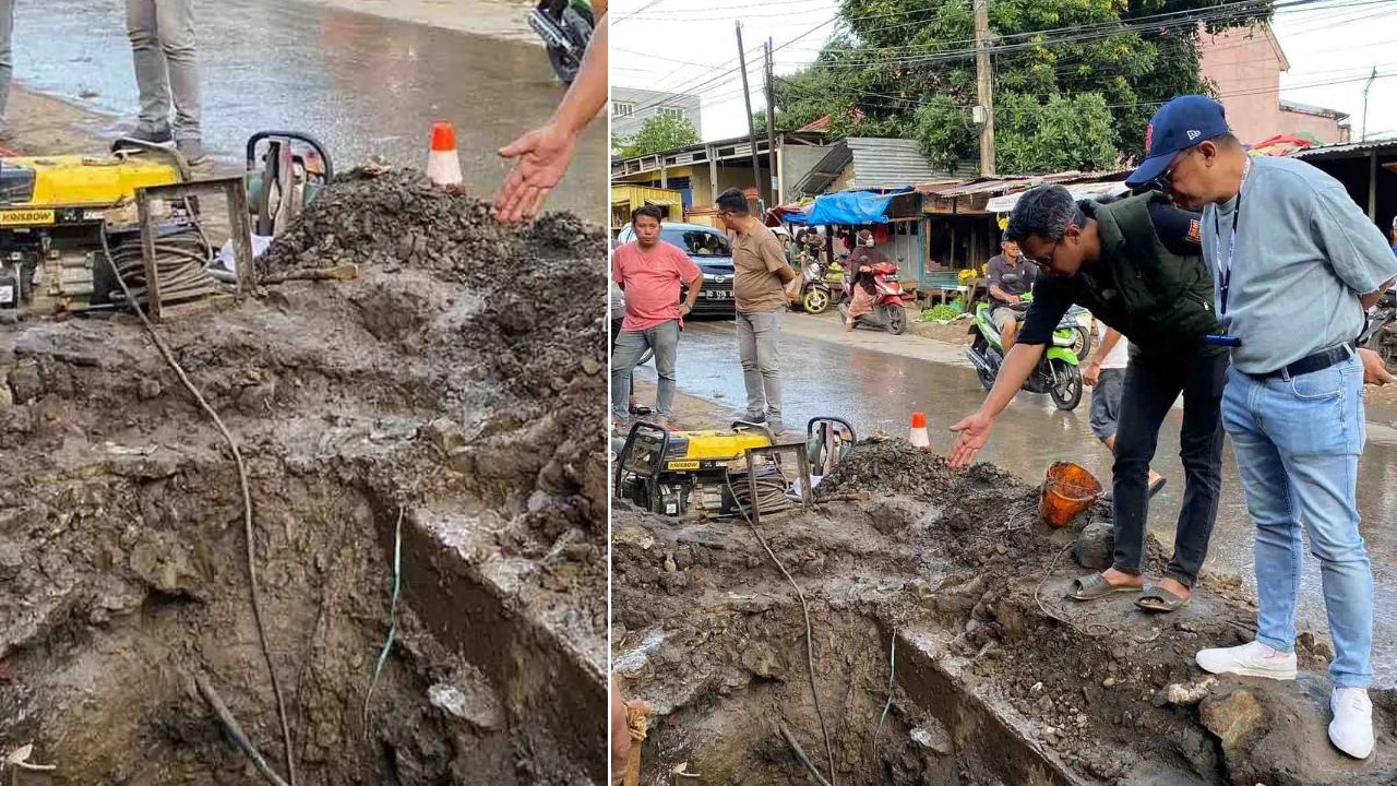 Akibat Galian Sumur Bor Warga, Pipa Utama PDAM Bocor di Antang, Dirut Panggil Pekerja & Pemilik Rumah