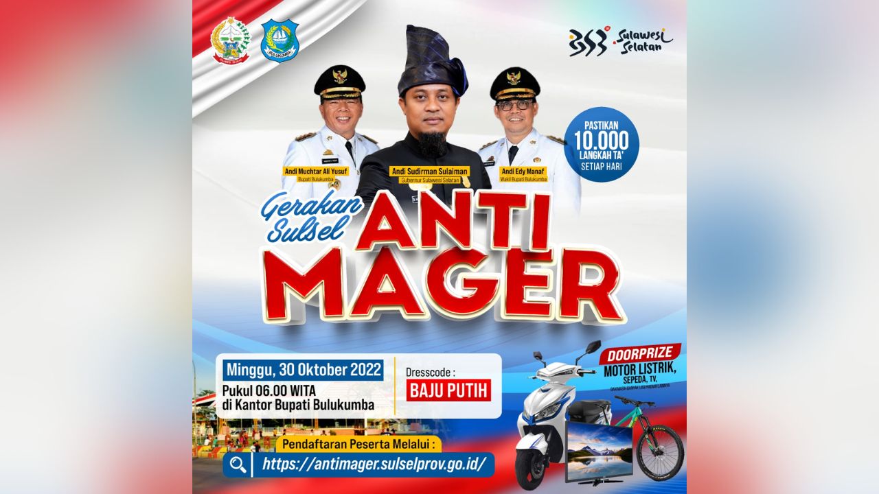 Yuk Ikuti Sulsel Anti Mager di Bulukumba Bersama Gubernur Andi Sudirman, Daftar Disini
