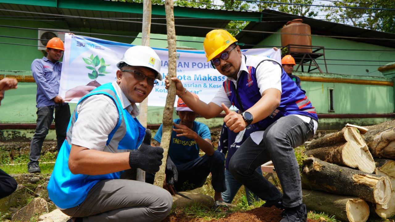 Kian Asri dan Sejuk, PLN bersama DLH Kota Makassar Tanam 37 Pohon Tabebuya