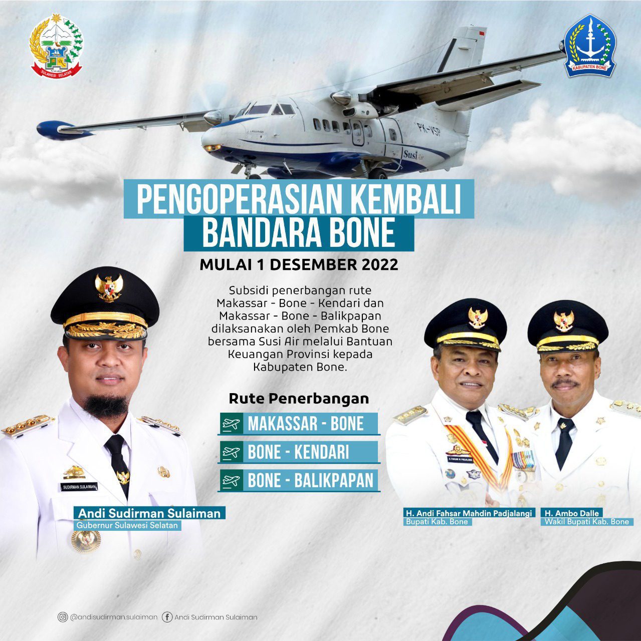 Disubsidi Pemprov Sulsel, Ini Harga Tiket dan Rute Penerbangan di Bandara Bone