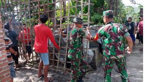 Anggota Koramil Talun, Bantu Bedah Rumah Warga