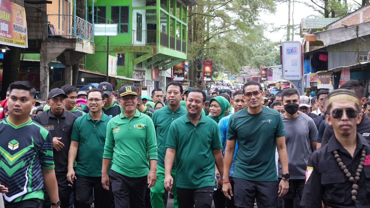 50 Tahun PPP, Andi Sudirman Jalan Sehat Bersama Plt Ketum Mardiono & Sandiaga Uno di Malino
