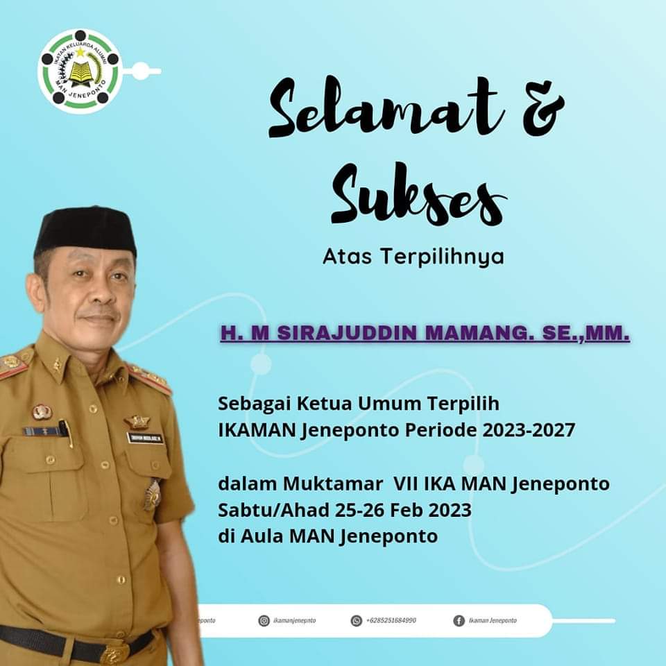 Kabag Kesra Aklamasi Terpilih Jadi Ketua IKA MAN Jeneponto Periode 2023-2027