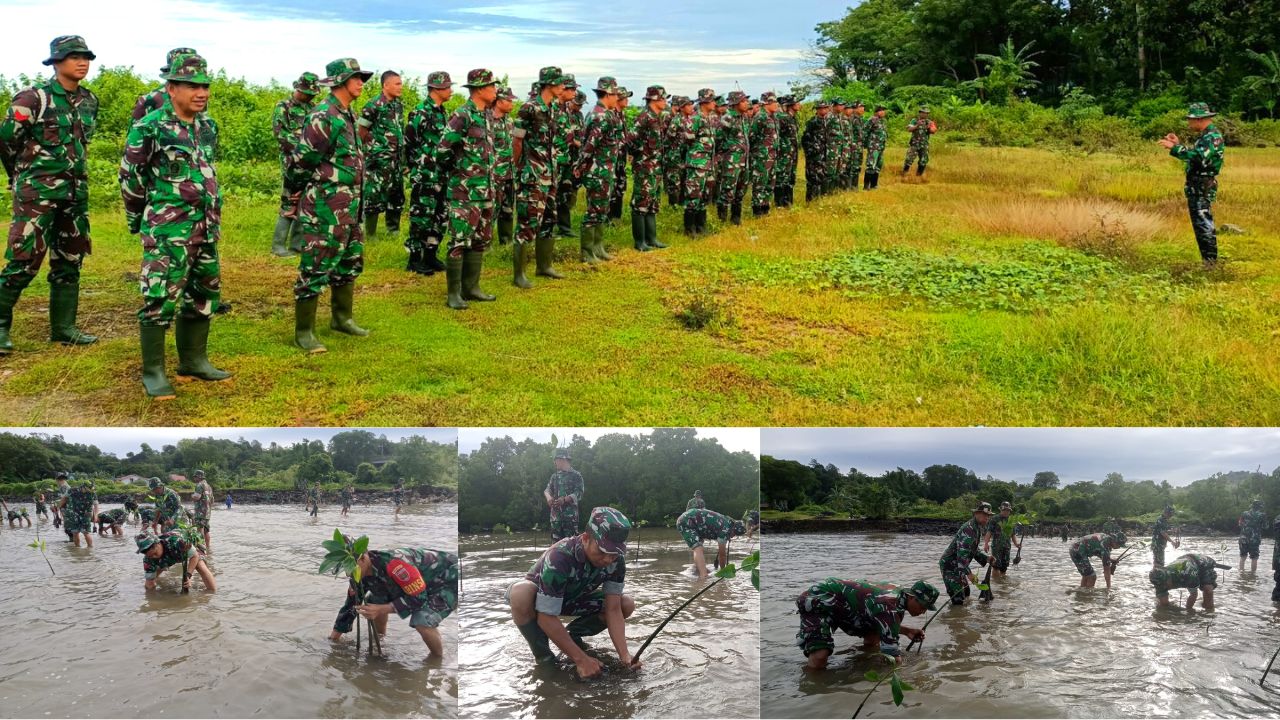 Kodim 1421 Pangkep: 200 Pohon Mangrove ditanam di Pesisir Pantai Mandalle