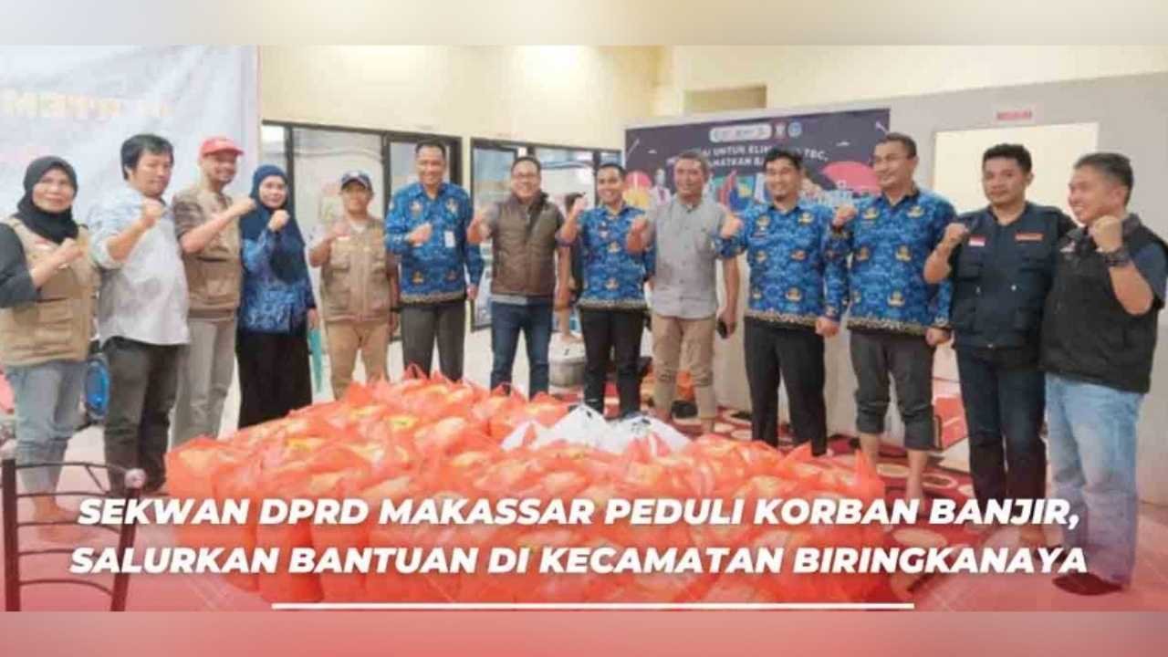 Sekretaris DPRD Makassar Serahkan Bantuan 250 Makanan siap saji Bagi Korban Banjir di Kelurahan Katimbang