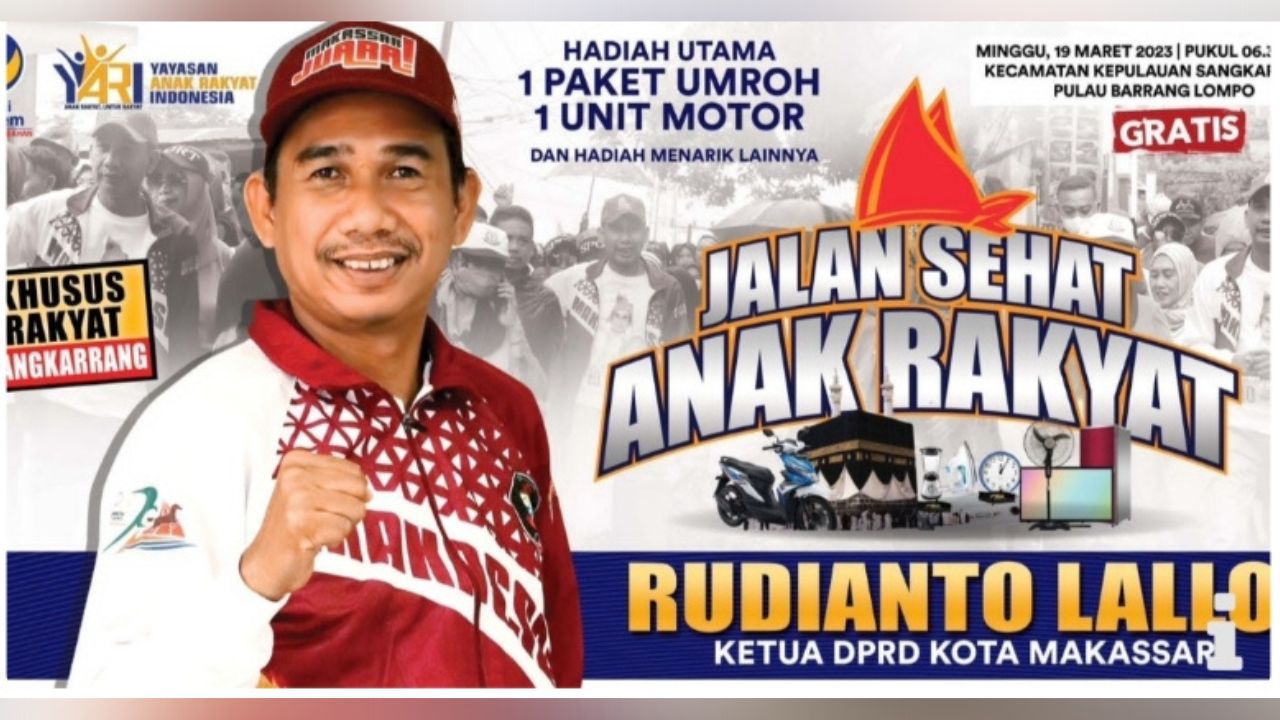 Jalan Sehat Ketua DPRD Makassar Rudianto Lallo di Pulau Sangkarrang Akan Diikuti Ribuan Peserta