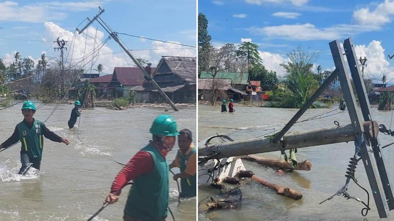 Di Tengah Banjir, Begini Perjuangan Petugas PLN Pulihkan Pasokan Listrik di Dusun Towara & Dusun Rakki-rakki