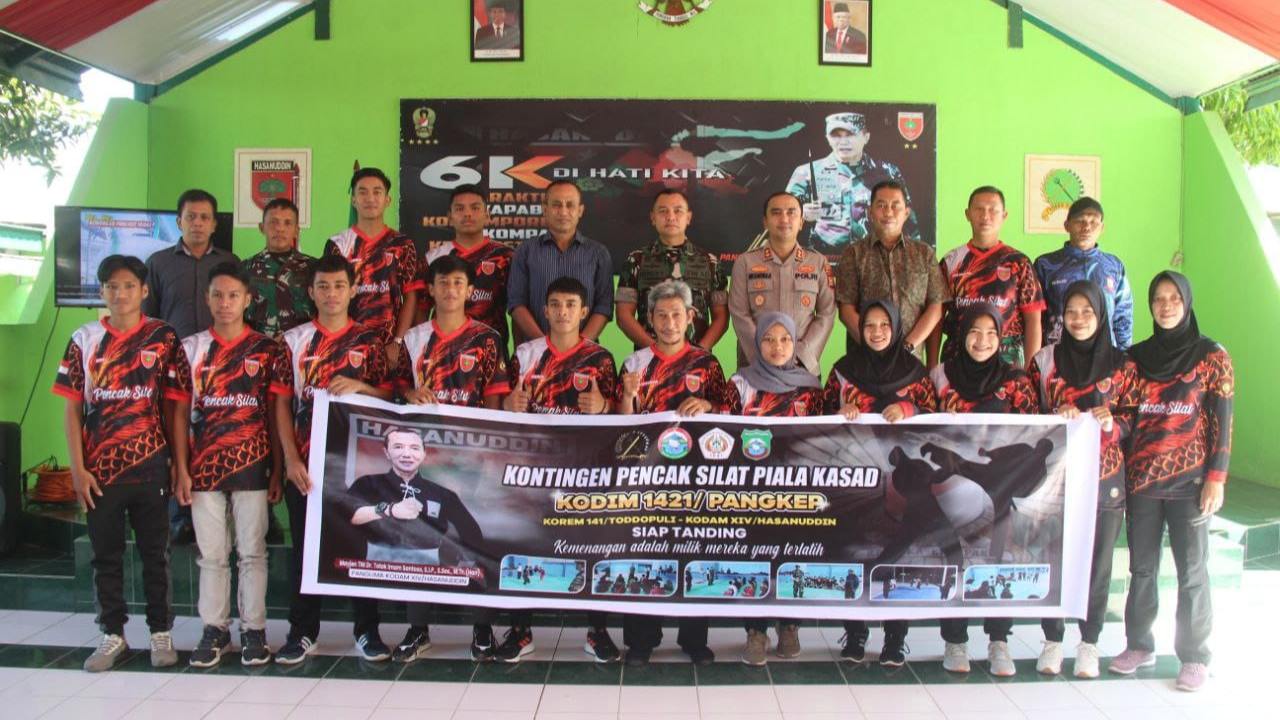 Dandim 1421 Lepas Kontingen Pencak Silat Pangkep ke Ajang Open Tournamen Piala Kasad 2023
