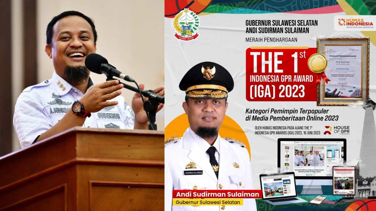 Gubernur Terpopuler di Media Pemberitaan Online, Andi Sudirman Raih The 1st Indonesia GPR Awards 2023