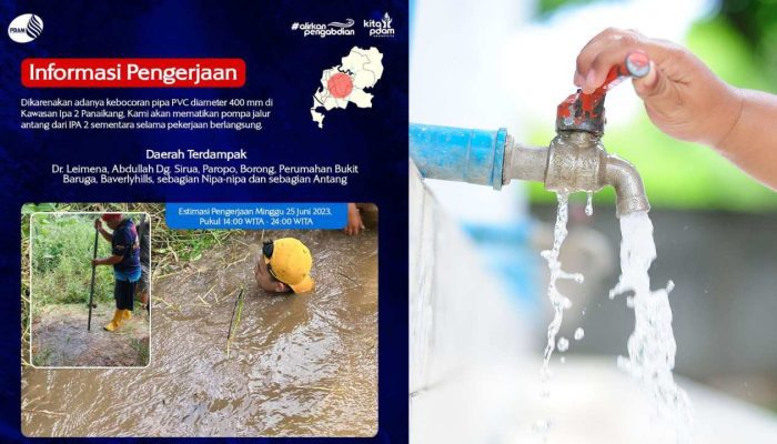 Ada Pipa Bocor di IPA II Panaikang, PDAM Makassar Imbau Tampung Air Selama Perbaikan