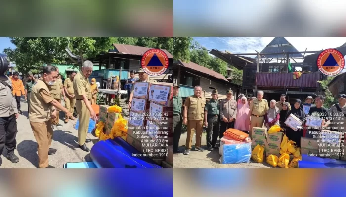 Bantuan Logistik Pemprov Sulsel untuk Korban Musibah Angin Kencang di Pinrang