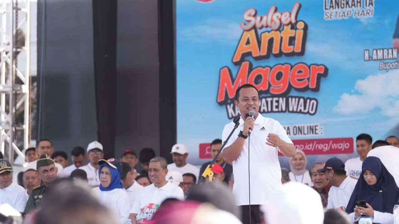20 Ribu Warga Wajo Jalan Sehat Anti Mager Bareng Gubernur Sulsel