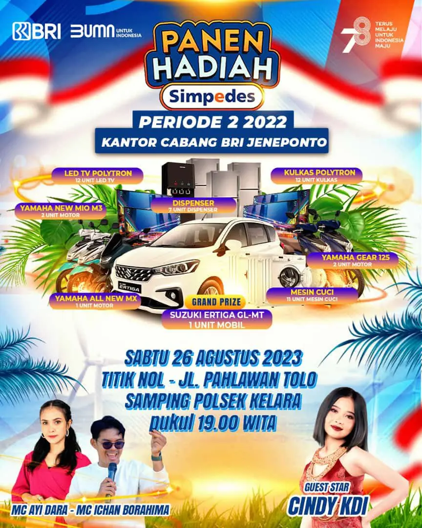 BRI Jeneponto Pengundian Hadiah Simpedes Periode II Tahun 2022 di Pusat Kuliner Titik Nol Tolo 