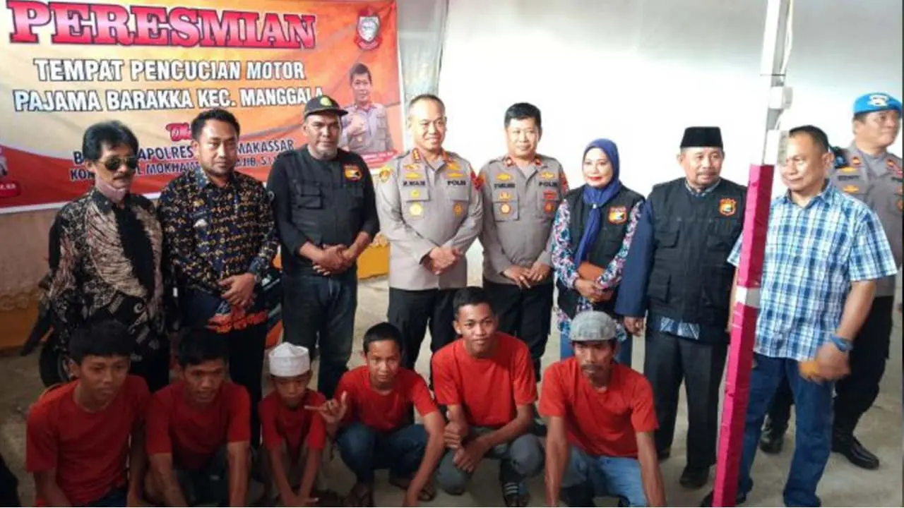 Camat Manggala Dampingi Kapolrestabes Resmikan Tempat Pencucian Motor Pajama Barakka