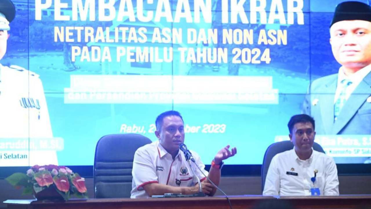 Diskominfo-SP Sulsel telah Ikrar Pakta Integritas dan Komitmen Netral di Pemilu 2024 